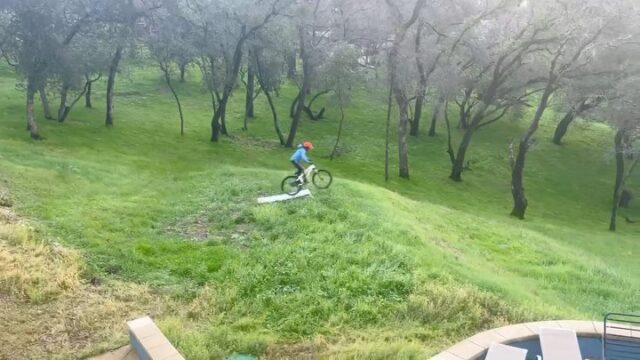 And this is why we bought 4.6 acres: for Sebastian to make all of his outdoor dreams come true…while we watch and hope/ pray he will not but expect that he will fly into either a tree or the canal. Bless you Auburn for your hills and glorious outdoor space. #mountainbike #shredtrails #dirtjumper #dirtjump #auburnca #auburntrails #biketrail #thestubbertkids